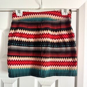 Divided by H&M Chevron Stripe Mini Skirt in Red, Teal and Cream